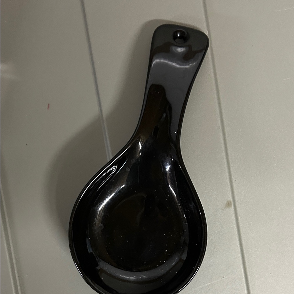 Elegant Black Ceramic Spoon Rest